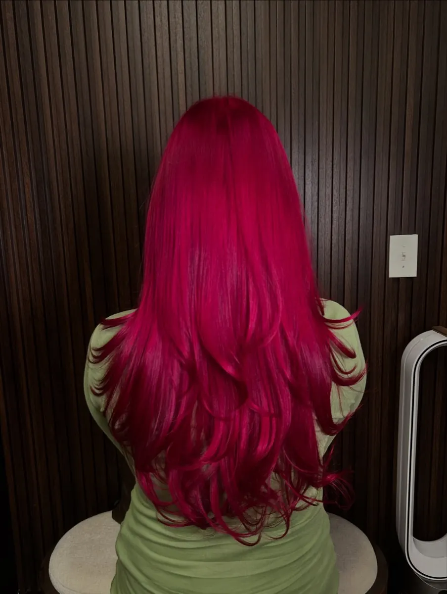 Long vivid magenta hair